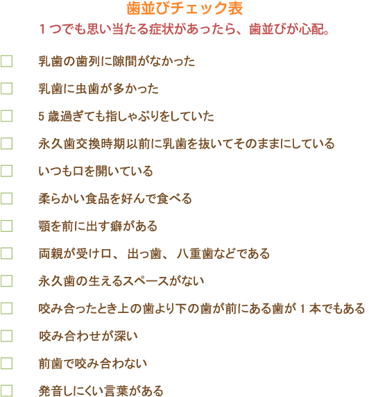 歯並びチェック表